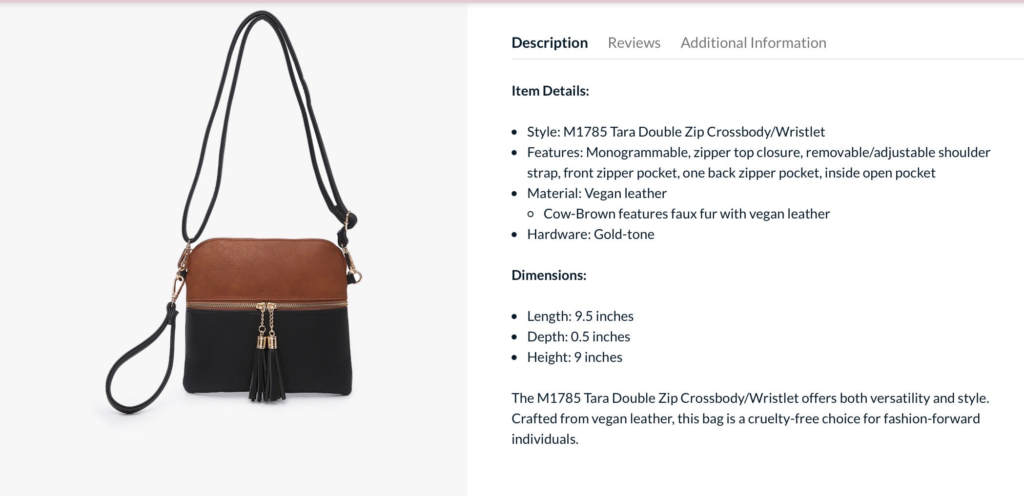 Tara Black Brown Jen & Co Bag M1785-BK.BR