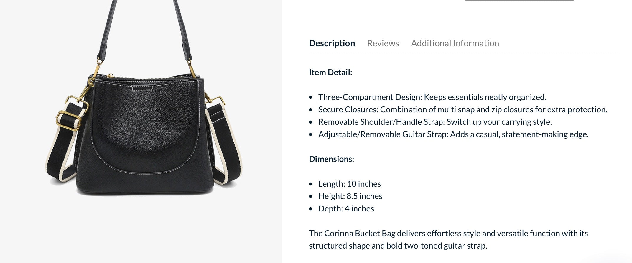 Corinna Vegan Leather Bucket Bag for Women Jen&Co