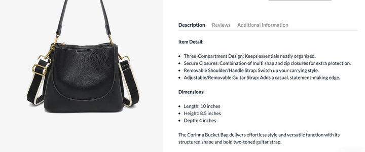 Corinna Vegan Leather Bucket Bag for Women Jen&Co