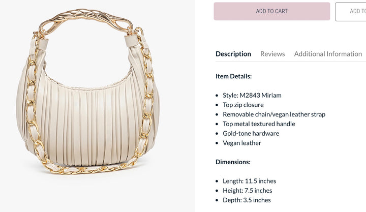 Miriam Pleated Vegan Leather Shoulder Bag for Women, Soft Faux Leather Purse with Chain Strap & Top Handle (Greige)