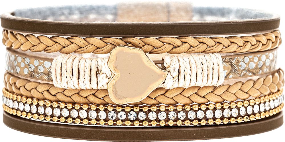 Beige Cry Enamel Heart Gold Bracelet Rain Jewelry MB345
