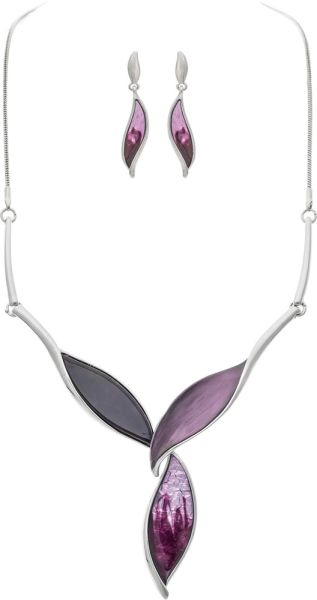 Purple Leaves Necklace Silver Rain Jewelry N2765S