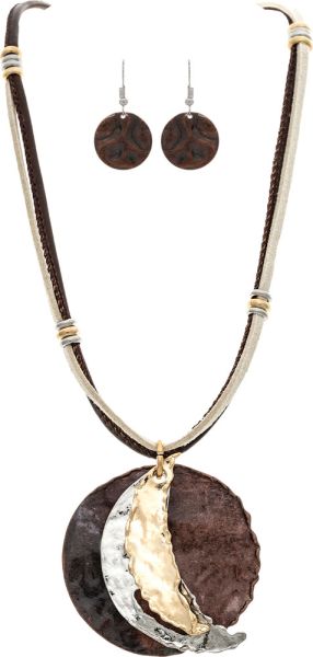 Metal Moon Phases Artisan Necklace Silver Rain Jewelry N3118M