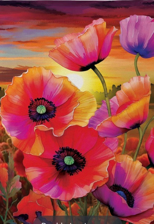 Poppy Sunset Suede Garden Flag SXZDYBSGF325 EVERGREEN