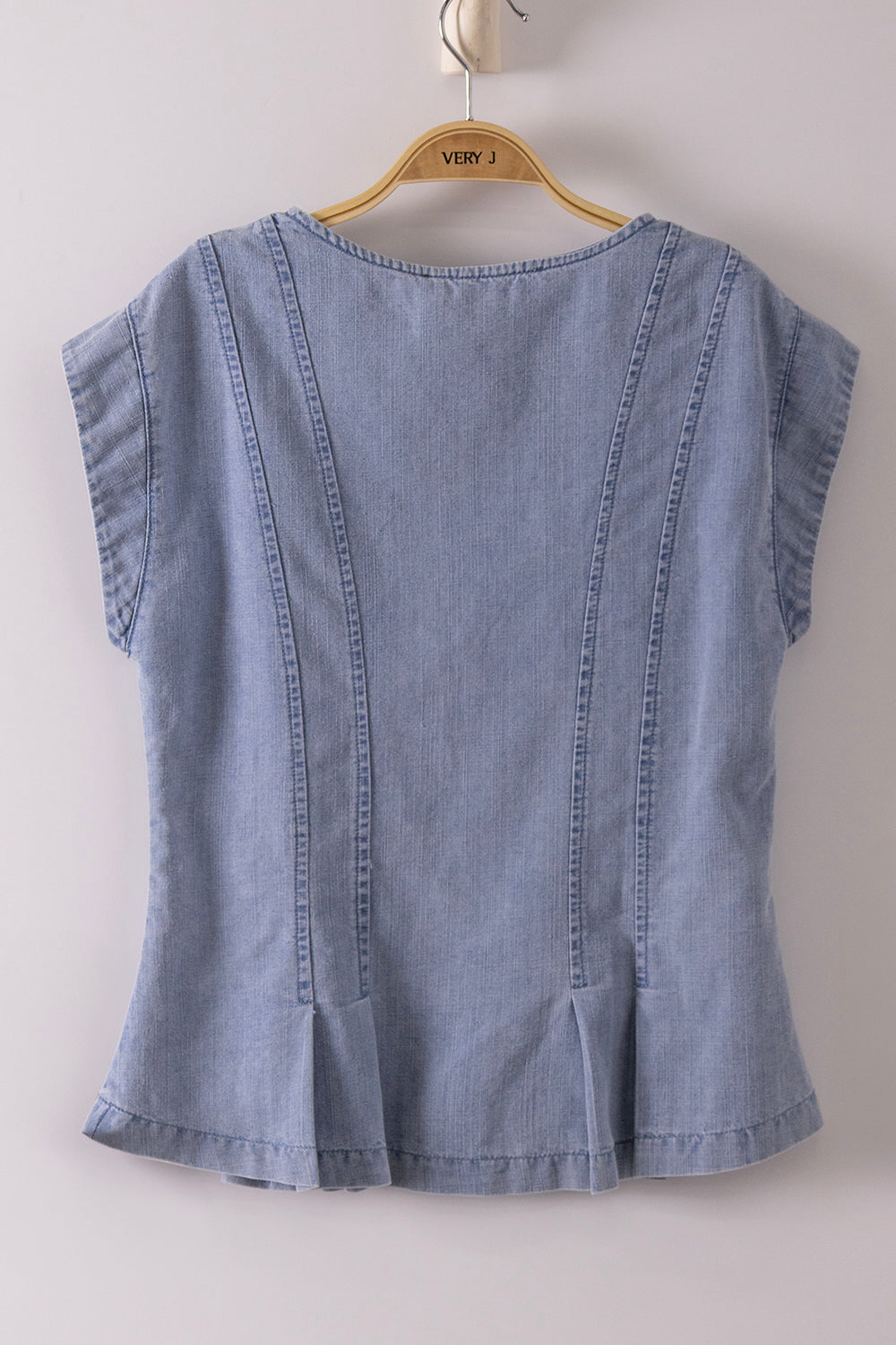 Pleated Washed Denim Vest Very J VJT80089