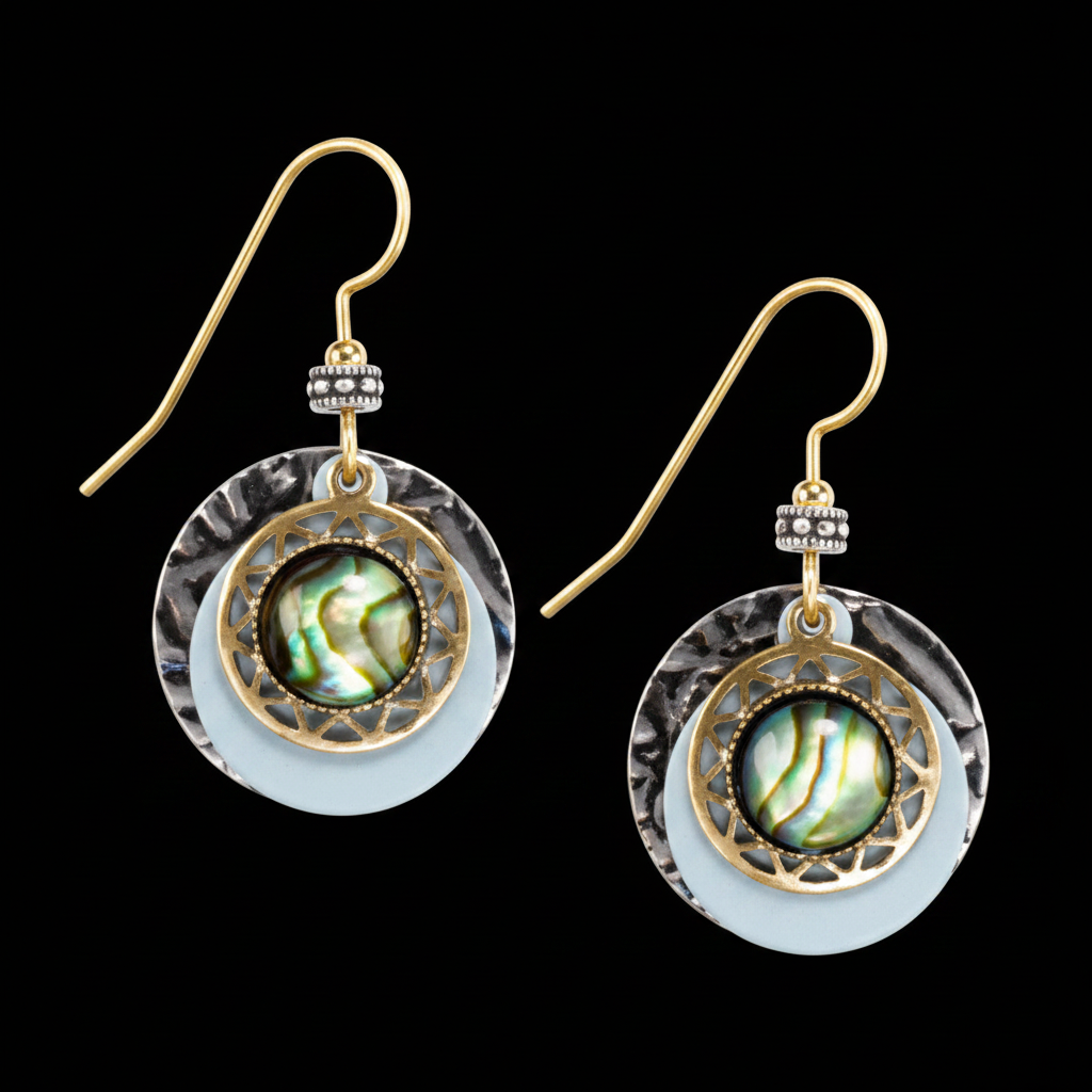 Abalone Shell Drop Earrings - Black Background