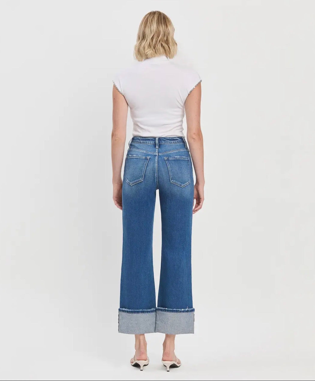 Super High Rise 90's Vintage Cuffed Flare Jeans Flying Monkey F5827