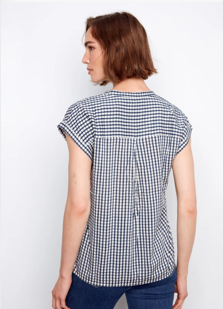 Printed Gingham Short Marine Navy Charlie B C4692-581C
