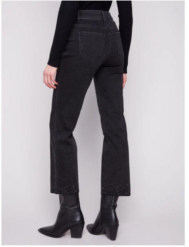Charlie B - Pull On Foil Linen Stretch Pants With Pockets - Champagne - C5646F-277C-249