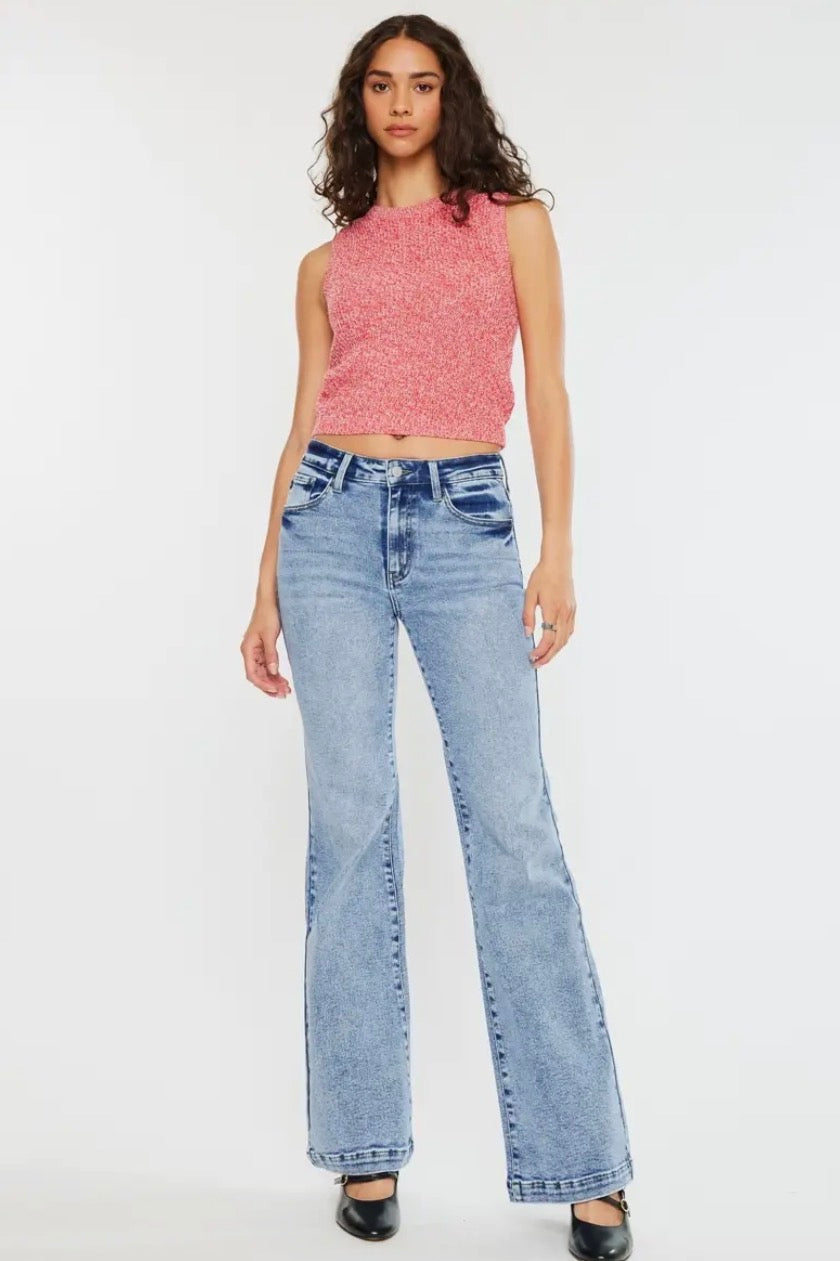 High Rise Wide Leg Flare Jeans Kan Can KC20024L