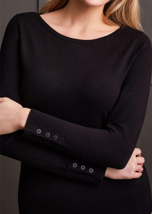Black Boat Neck Sweater Tribal 19190-835-0002