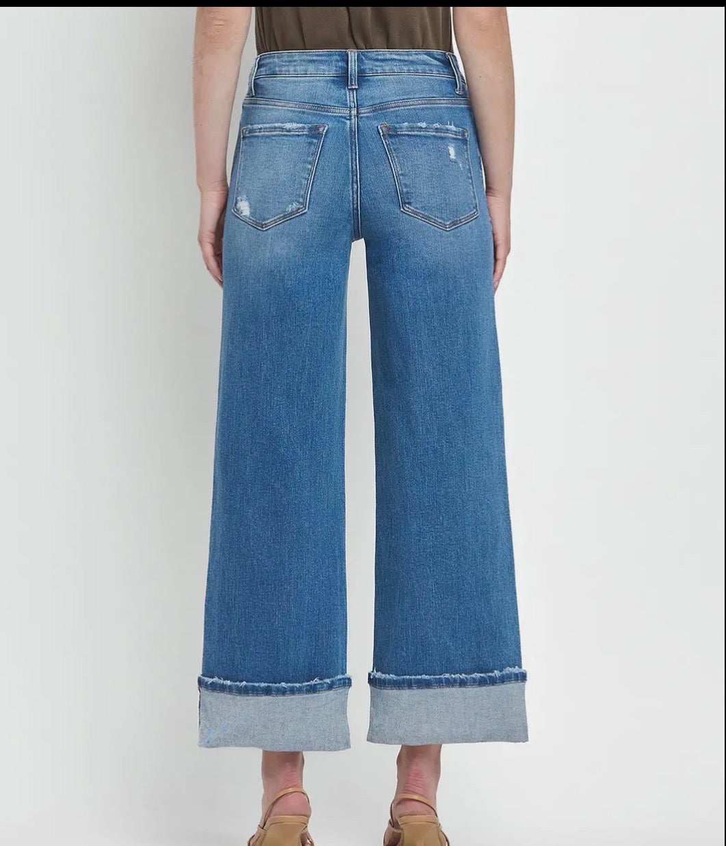 High Rise Cuff Wide Jeans Flying Monkey F5890