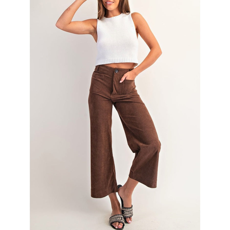 Corduroy Patch Pocket Pants Mocha Mousse Eesome PK14214