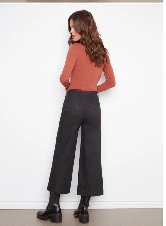 Leopard Cropped Flare Pants Charlie B C5538RP-338C