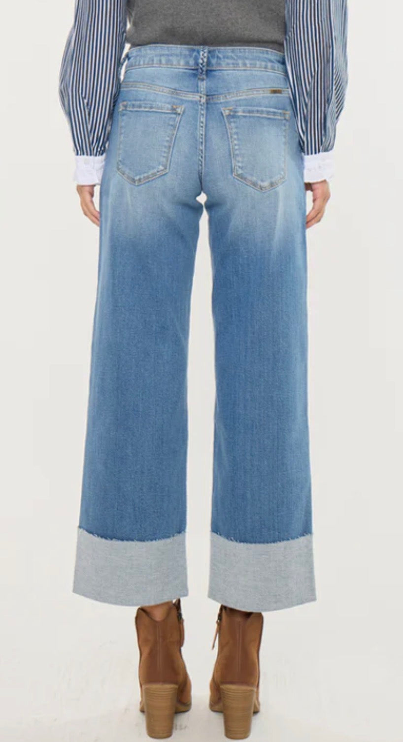 Mid Rise Crop Wide Leg Kan Can KC9450M