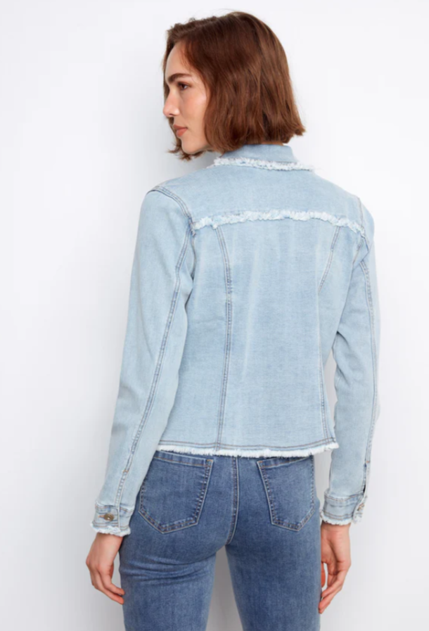 Fringe Edges Bleu Delave Denim Jacket Charlie B C6233XX-431A