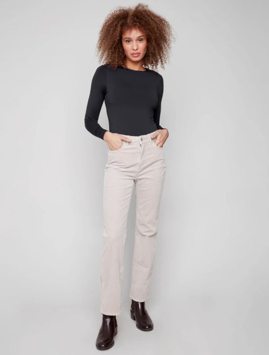 Straight Leg Corduroy Pants Oat Charlie B C5684-660B