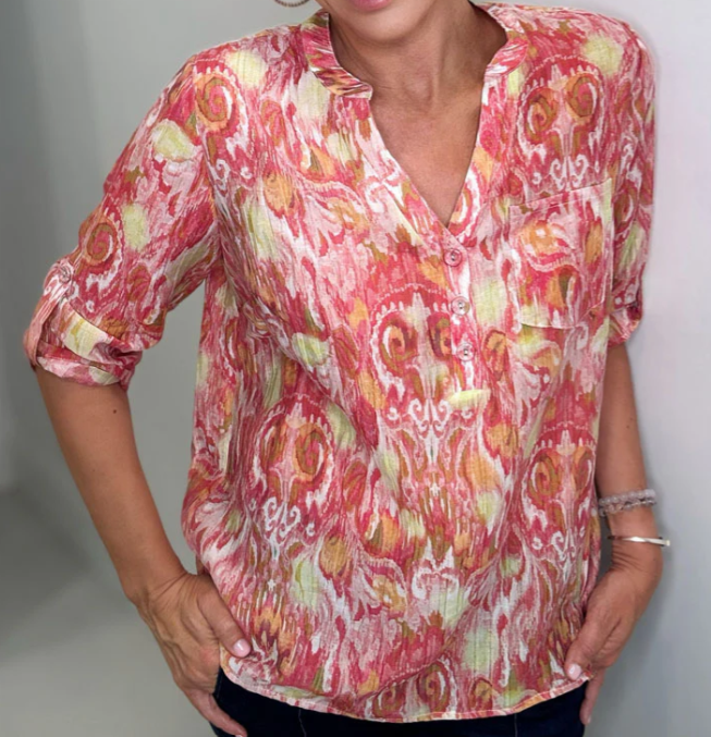 Pullover Red Print Top Ethyl 242RR