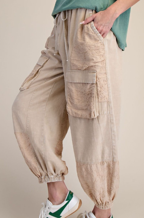 Khaki Crochet Patch Bottoms Easel EB57987