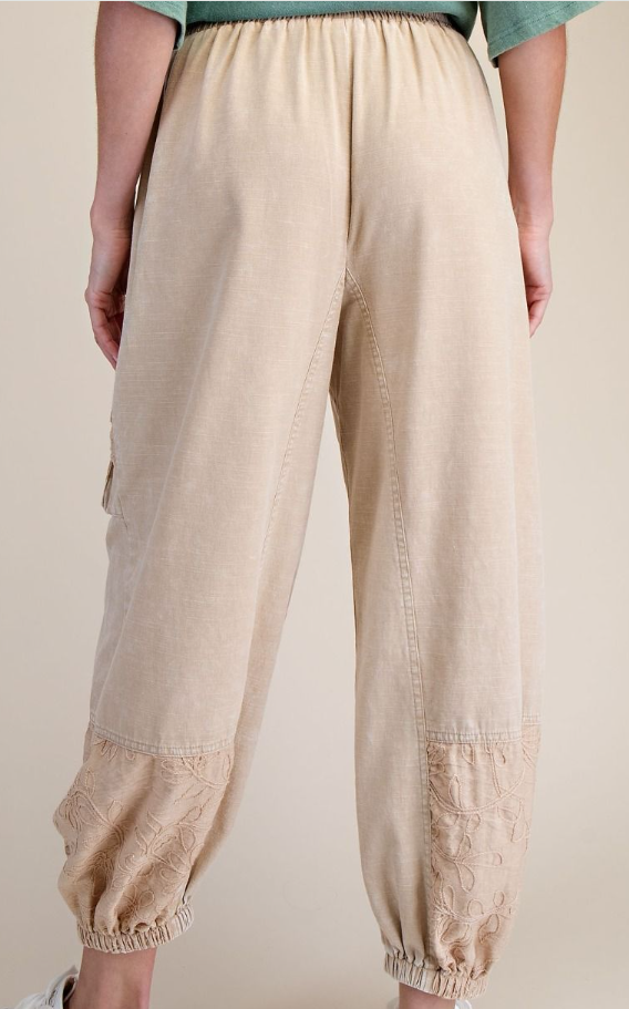 Khaki Crochet Patch Bottoms Easel EB57987