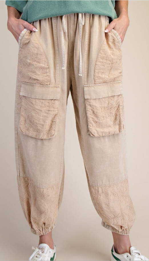 Khaki Crochet Patch Bottoms Easel EB57987