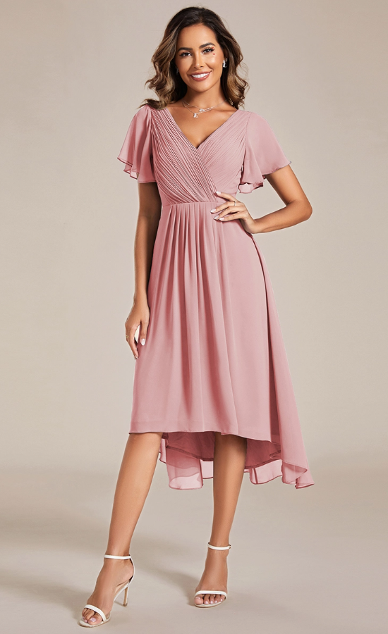 Ruffle High-Low Dress Dusty Rose Ever-Pretty EG01923