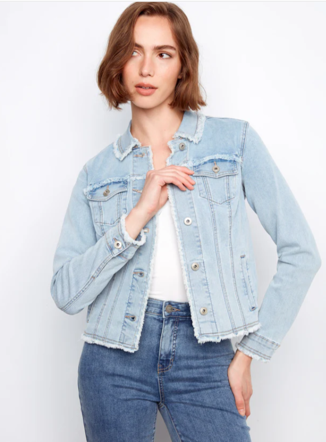 Fringe Edges Bleu Delave Denim Jacket Charlie B C6233XX-431A