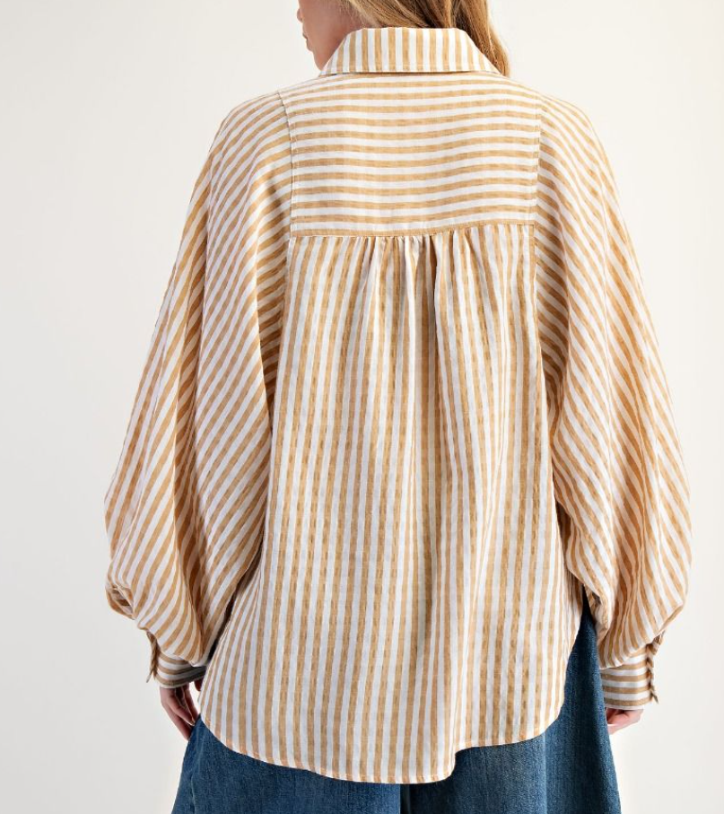 Strip Camel Button Down Easel ET27906
