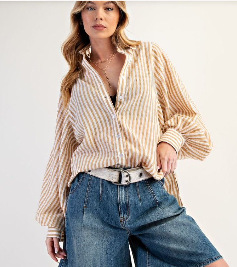 Strip Camel Button Down Easel ET27906