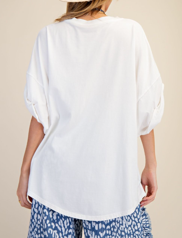 White Oversized Short Sleeve Easel ET28929
