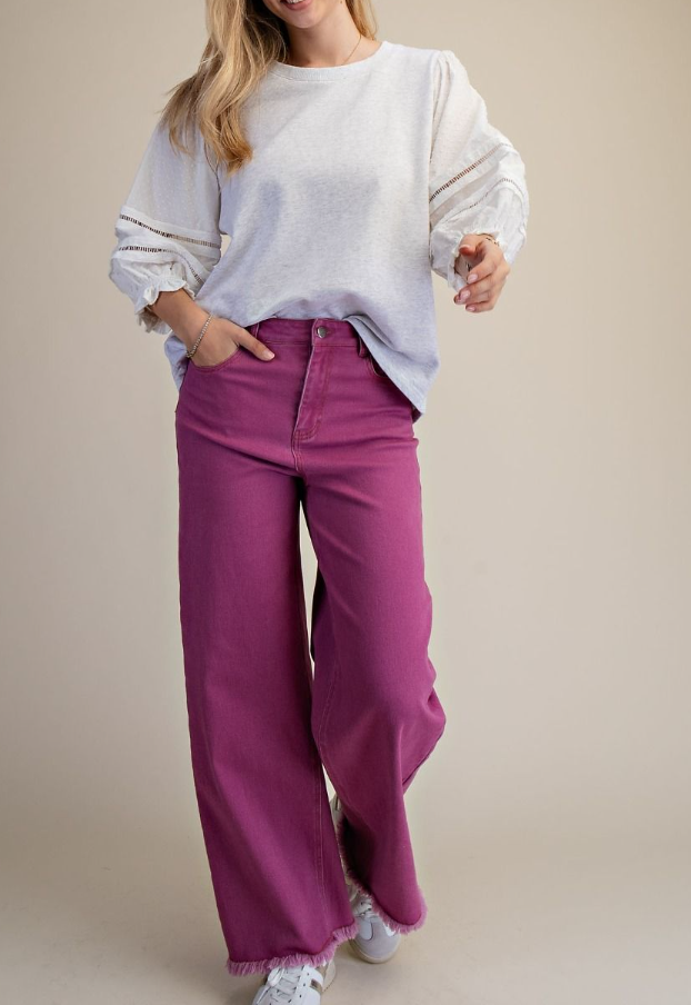 3/4 Balloon Sleeve Lt Heather Grey Easel ET71925