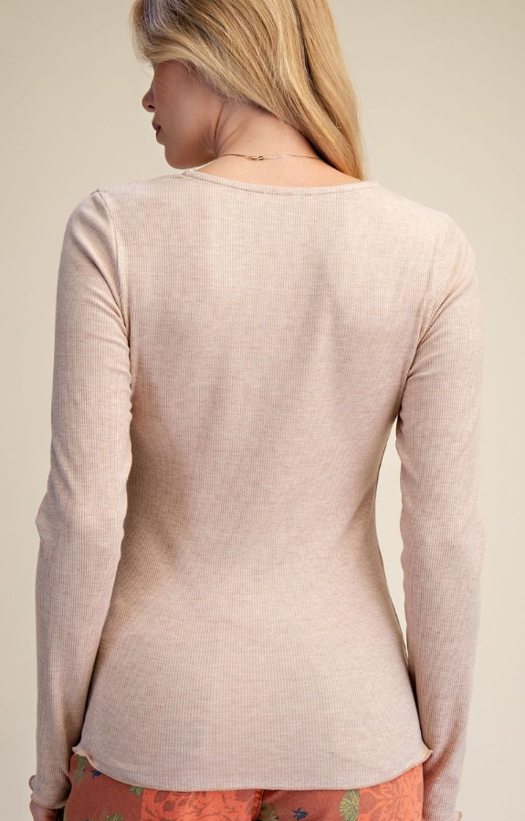 Baby Rib Knit Lace Inset Top Easel ET72029