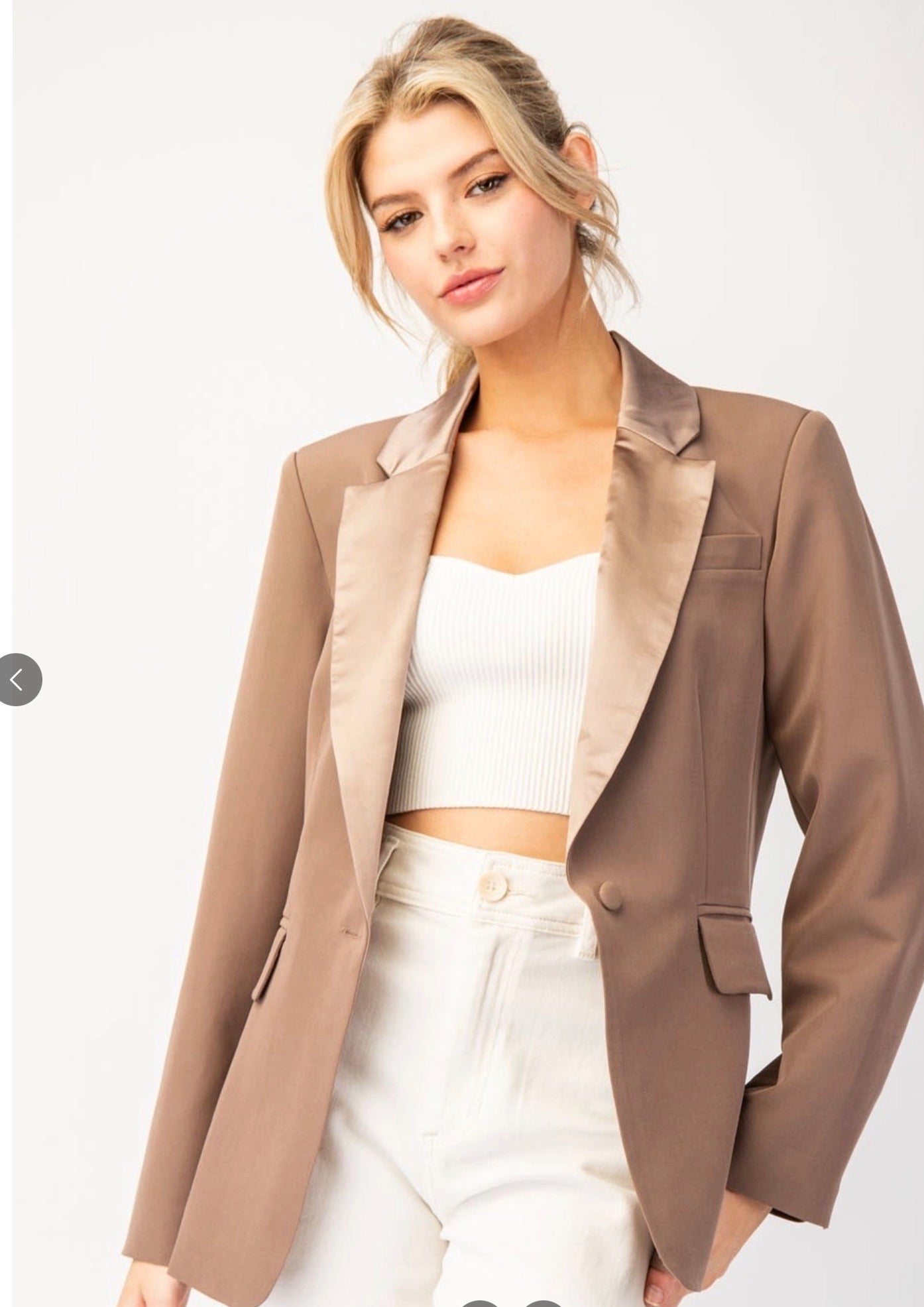 Satin Collar Blazer Coco Eesome JK11615