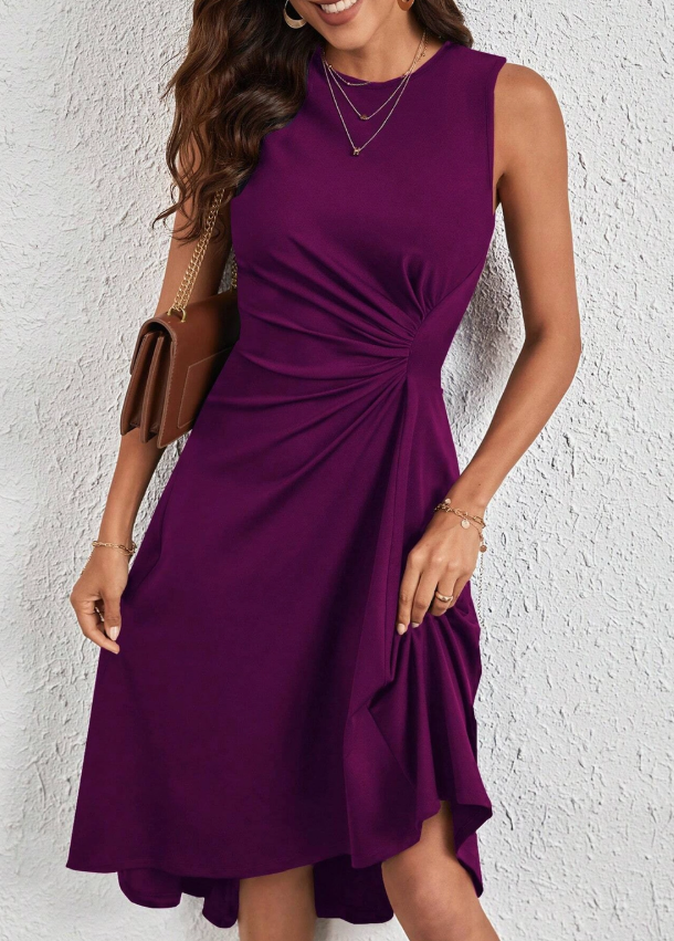 Purple Rouched Midi Dress Wholesalesir FRAXR333