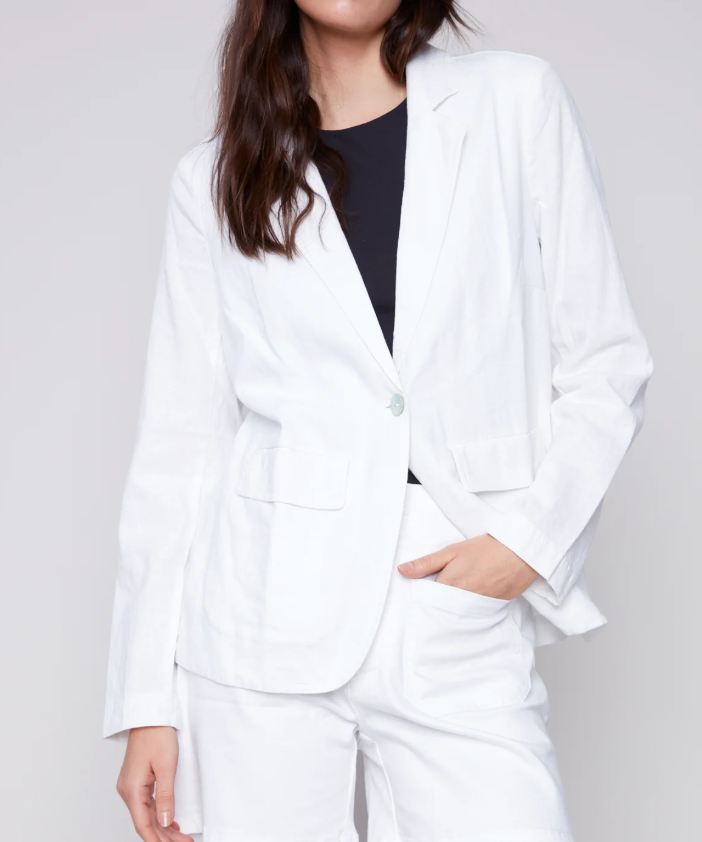 Long Sleeve Crop Blazer with One Button Charlie B C6361-229B