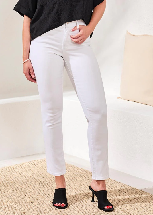 White Tribal Straight Pants 75720-5050W-0001