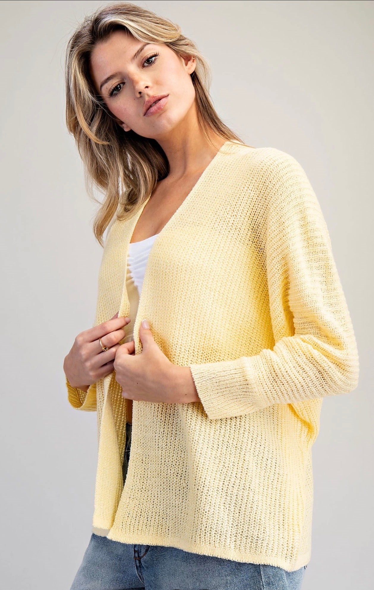 Open Front Cardigan Butter Cream Eesome SJK14945
