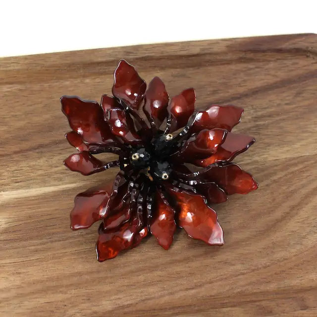 Carmine Shine Flower Brooch Pretty Persuasions B23062-04