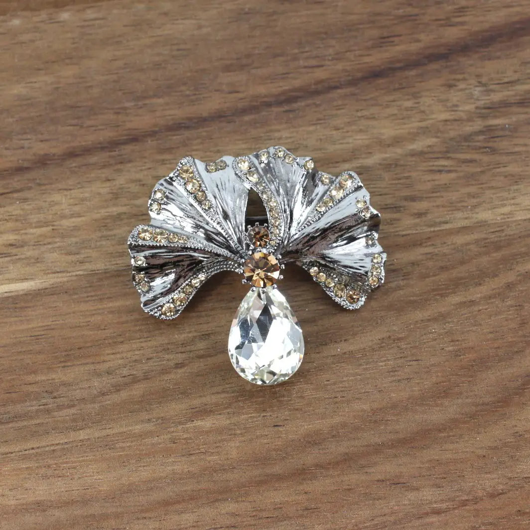 Stainless Steel/Semi-Precious Stone/Rhinestone Brooch Pretty Persuasions B24039-02