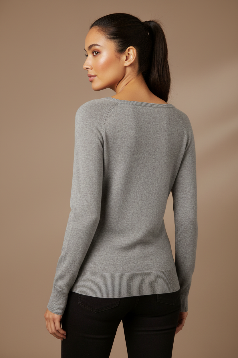 Heather Grey Boat Neck Raglan Sweater Tribal 1919O-835-0367