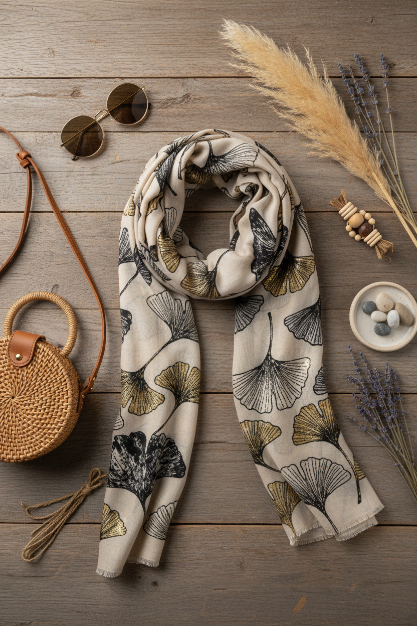 Beige Scarf - Flat Lay