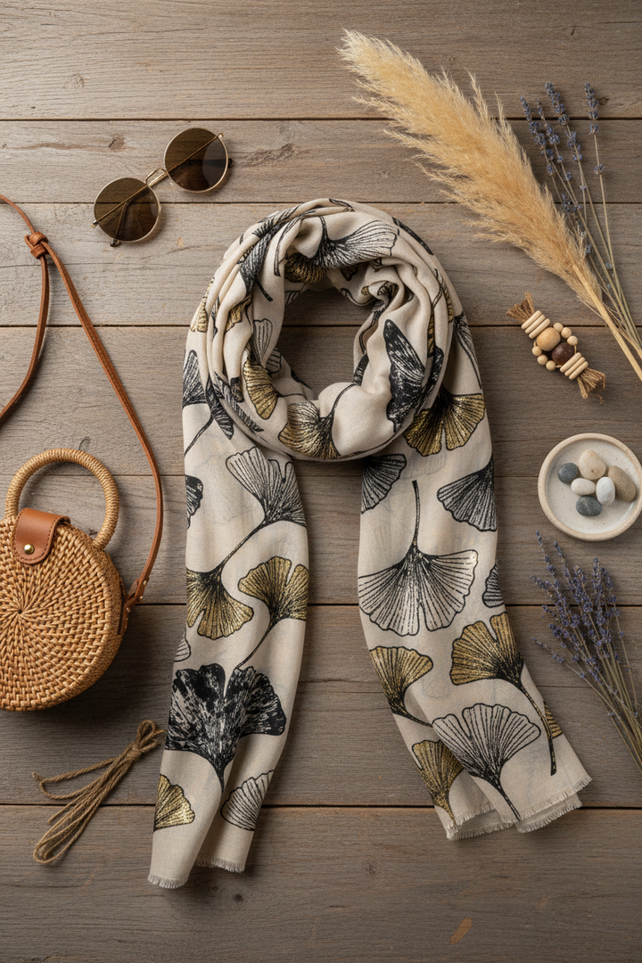Beige Scarf - Flat Lay