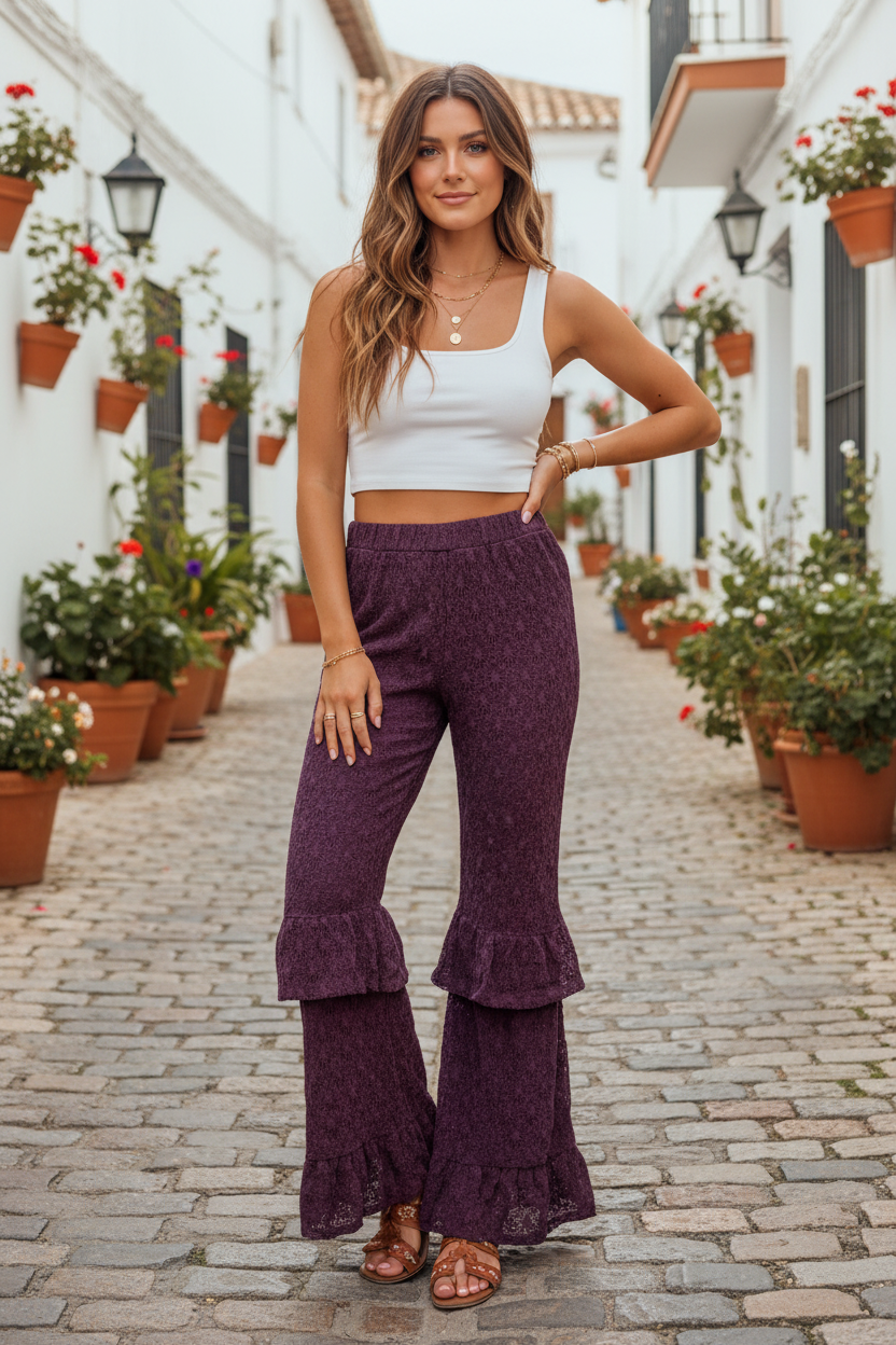 Violette Ruffle Flare Pants Easel eb58216