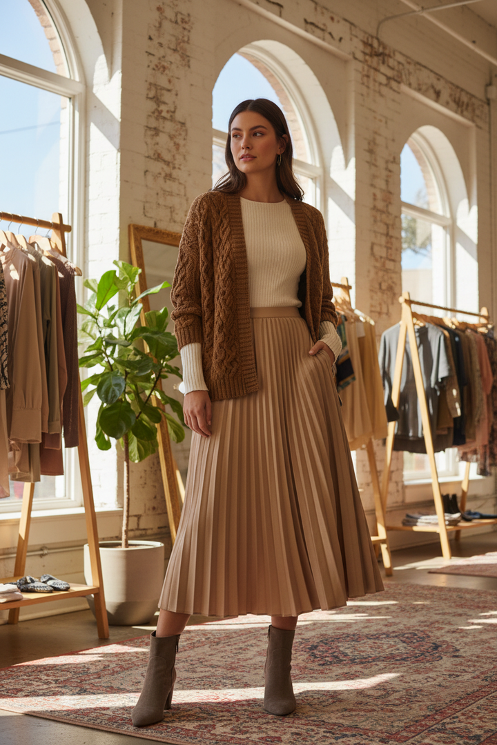 Brown Knitted Sweater Layered Look