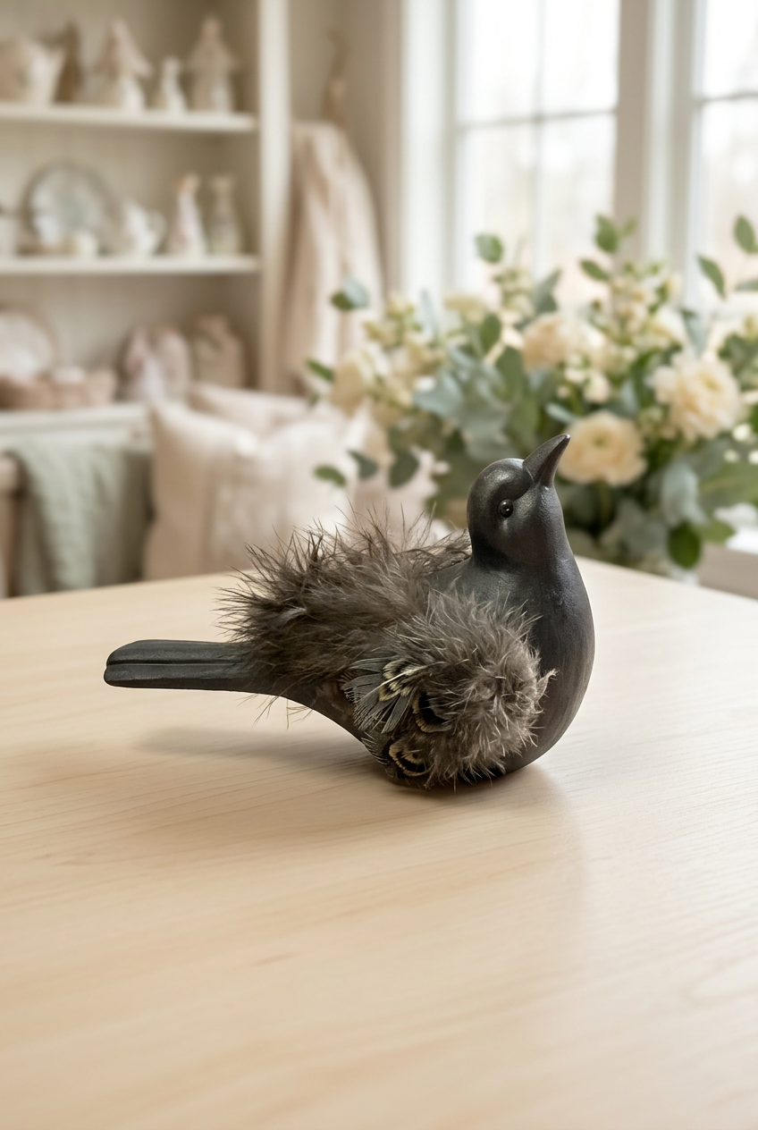 Hand Decorated Melrose Bird Grey/Blue/Green 92050