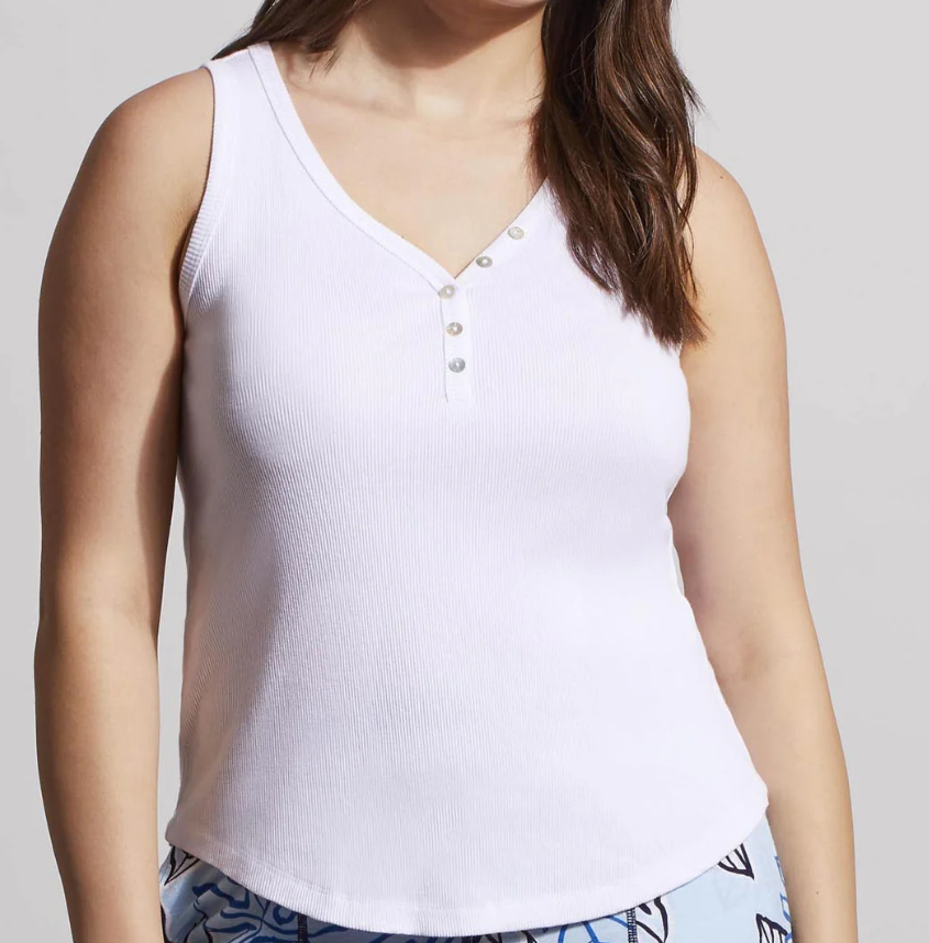White Tank Top With Buttons Tribal 53610-4926-0001
