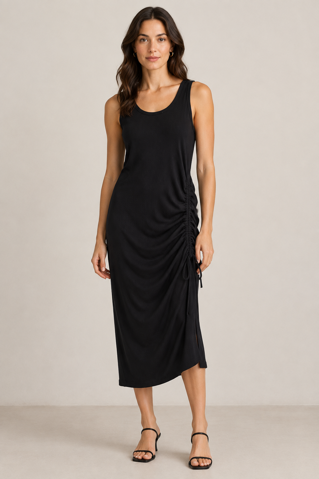 Tribal Side-Ruched Tank Dress - Tribal 1665O-3886-0002