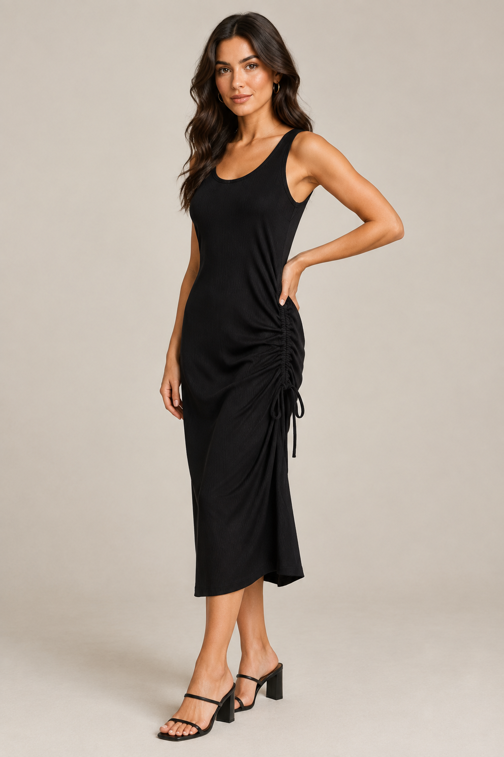 Tribal Side-Ruched Tank Dress - Tribal 1665O-3886-0002