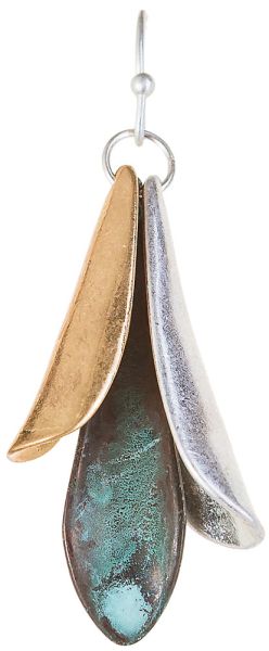 Patina Mix Flower Petals Earrings Rain Jewelry E1750M