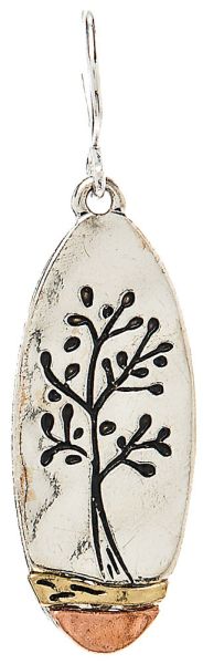 Silver Multi Engraved Tree Earrings Rain Jewelry E1764M